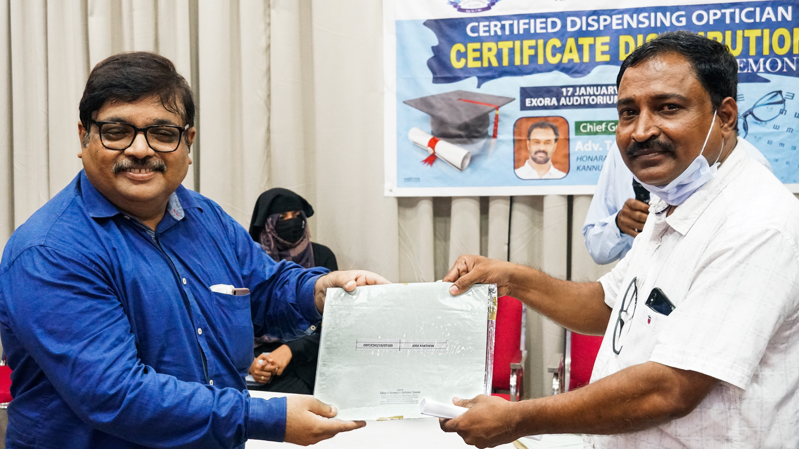 Mr.Jose Mathew Recieving Certificate From Mr.Devan C Joshi